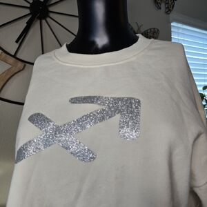 Sagittarius Glitter Graphic Crop Sweatshirt | Size Medium | Forever 21